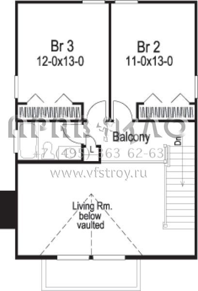 Проект двухэтажного дома с гаражом на три и более машин в стиле Ранчо S5-124 (5633-00102)