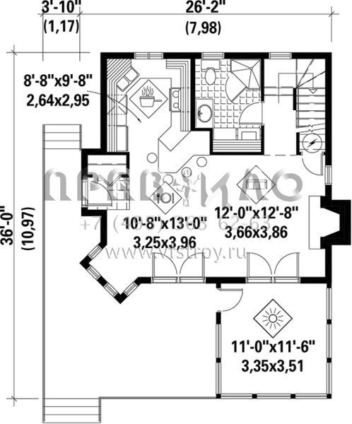Проект двухэтажного дома без гаража в стиле Ранчо S5-123 (6146-00136)