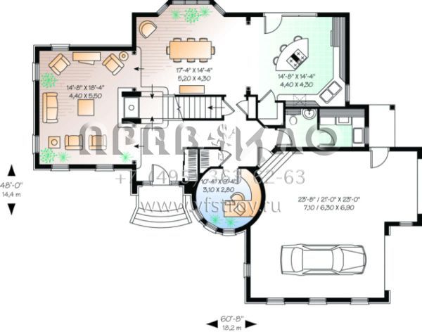 Проект двухэтажного дома с гаражом на две машины в английском стиле S5-217 (034-00076)
