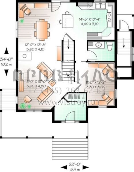 Проект трехэтажного дома без гаража в стиле Ранчо S5-234 (034-01008)