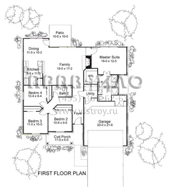 Проект одноэтажного дома с гаражом на две машины в стиле Ранчо S5-144 (9401-00041)