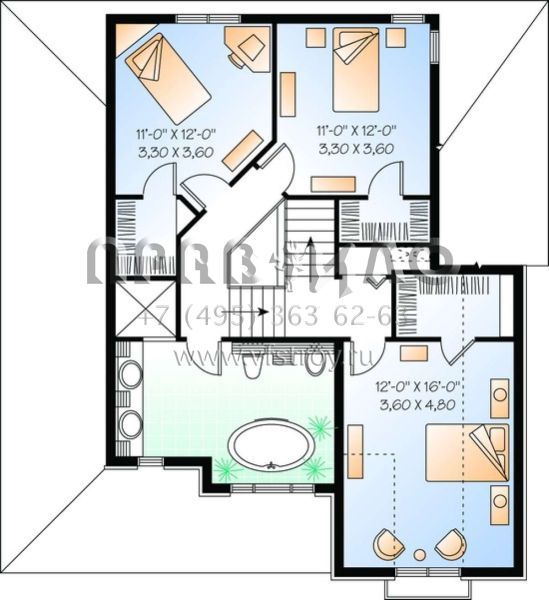 Проект двухэтажного дома с гаражом на одну машину в стиле Ранчо S5-173 (034-00722)