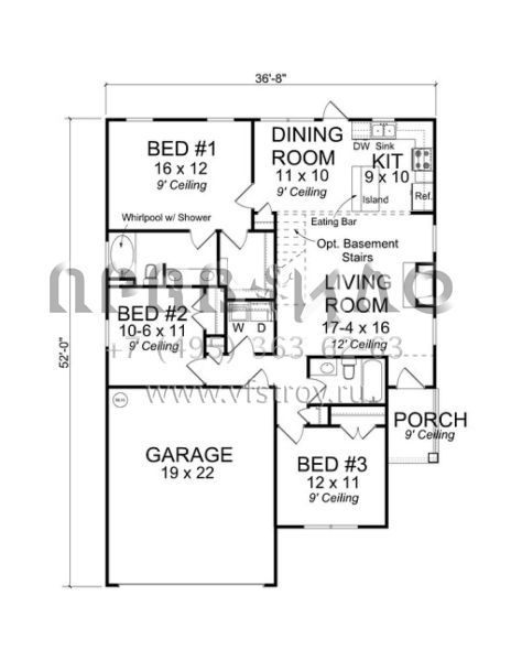 Проект одноэтажного дома с гаражом на две машины в стиле Ранчо S5-120 (4848-00011)