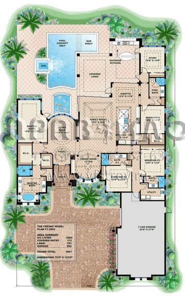 Проект одноэтажного дома с гаражом на три и более машин в прибрежном стиле S5-353 (1018-00202)