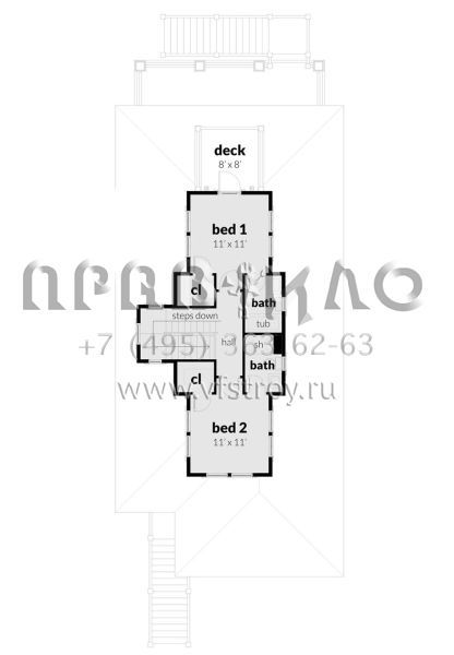 Проект двухэтажного дома с гаражом на три и более машин в прибрежном стиле S5-155 (028-00161)