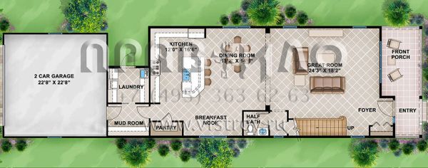 Проект двухэтажного дома с гаражом на две машины в прибрежном стиле S5-256 (5565-00019)