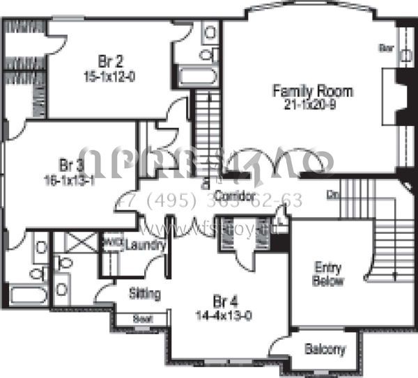 Проект двухэтажного дома с гаражом на три и более машин в стиле Ранчо S5-494 (5633-00157)