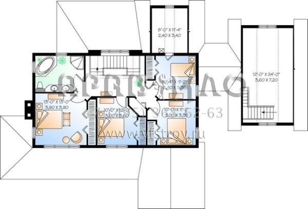 Проект двухэтажного дома с гаражом на одну машину в стиле Ранчо S5-222 (034-00825)