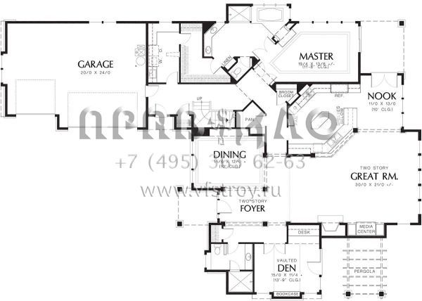 Проект двухэтажного дома с гаражом на три и более машин в американском стиле S5-342 (2559-00515)