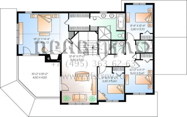 Проект двухэтажного дома с гаражом на две машины в стиле Ранчо S5-235 (034-00861)