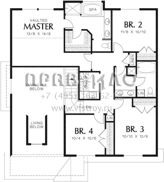 Проект двухэтажного дома с гаражом на две машины в стиле Ранчо S5-209 (2559-00332)