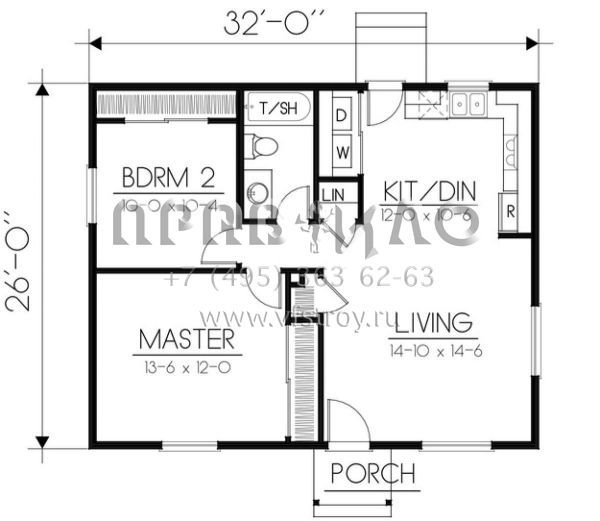 Проект одноэтажного дома без гаража в стиле Ранчо S5-77 (692-00228)