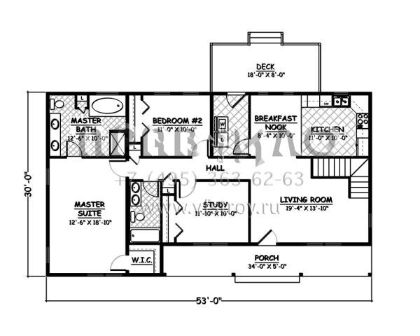 Проект двухэтажного дома без гаража в стиле Ранчо S5-255 (526-00036)