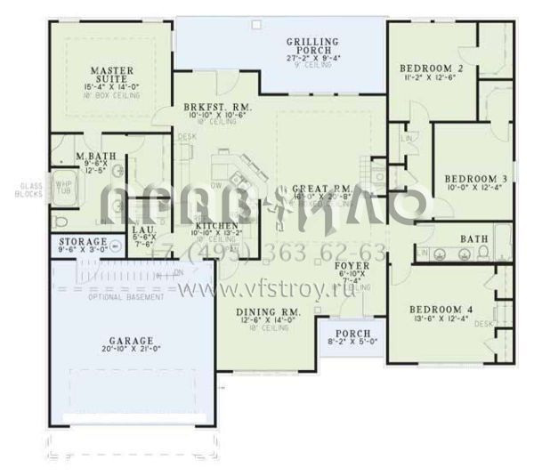 Проект одноэтажного дома с гаражом на две машины в стиле Ранчо S5-190 (110-00596)