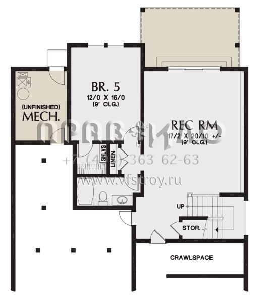 Проект двухэтажного дома на склоне с гаражом на две машины и цокольным этажом S5-353 (2559-00863)