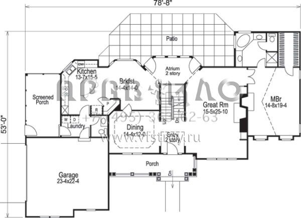 Проект двухэтажного дома с гаражом на две машины в стиле Ранчо S5-253 (5633-00088)