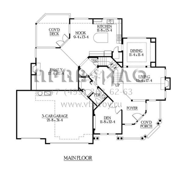 Проект двухэтажного дома с гаражом на три и более машин в американском стиле S5-406 (341-00222)