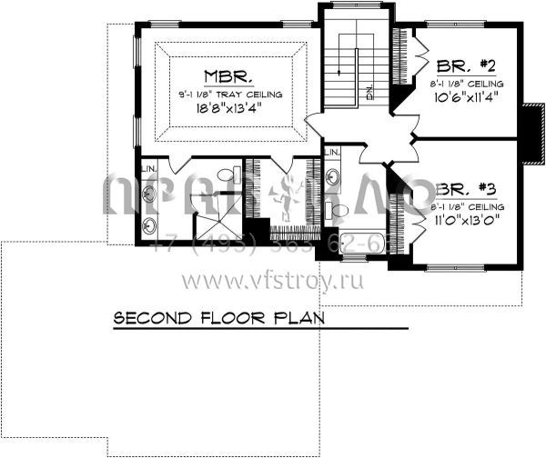 Проект двухэтажного дома с гаражом на три и более машин в американском стиле S5-179 (1020-00205)