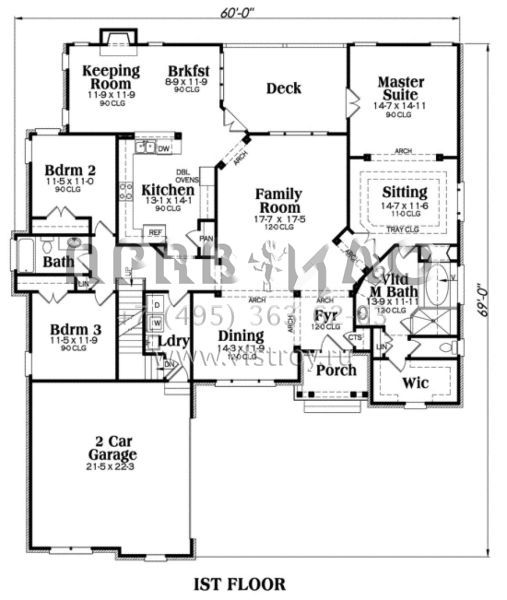 Проект одноэтажного дома с гаражом на две машины в стиле Ранчо S5-223 (009-00003)