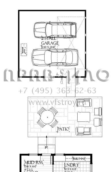 Проект двухэтажного дома с гаражом на две машины в стиле Ранчо S5-192 (1637-00130)