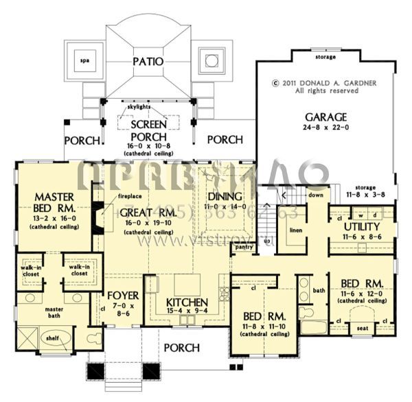 Проект одноэтажного дома с гаражом на две машины в стиле Ранчо S5-186 (2865-00296)