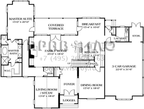 Проект двухэтажного дома с гаражом на три и более машин в английском стиле S5-406 (3323-00445)