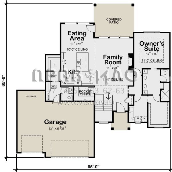 Проект одноэтажного дома с гаражом на три и более машин в стиле Ранчо S5-264 (402-01789)