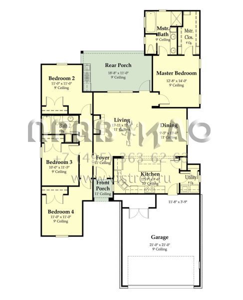 Проект одноэтажного дома с гаражом на две машины в стиле Ранчо S5-157 (7516-00065)