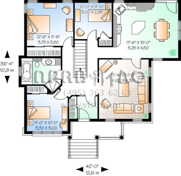 Проект одноэтажного дома с гаражом на две машины в английском стиле S5-122 (034-00611)