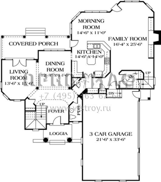 Проект двухэтажного дома с гаражом на три и более машин в прибрежном стиле S5-361 (3323-00383)