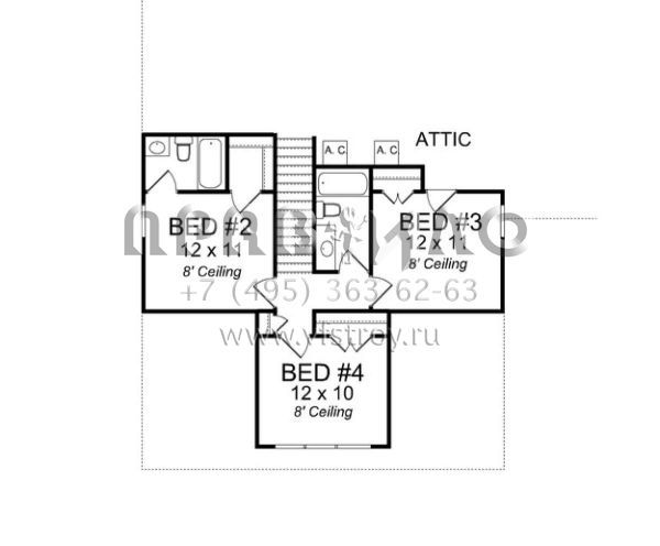 Проект двухэтажного дома с гаражом на две машины в стиле Ранчо S5-174 (4848-00020)
