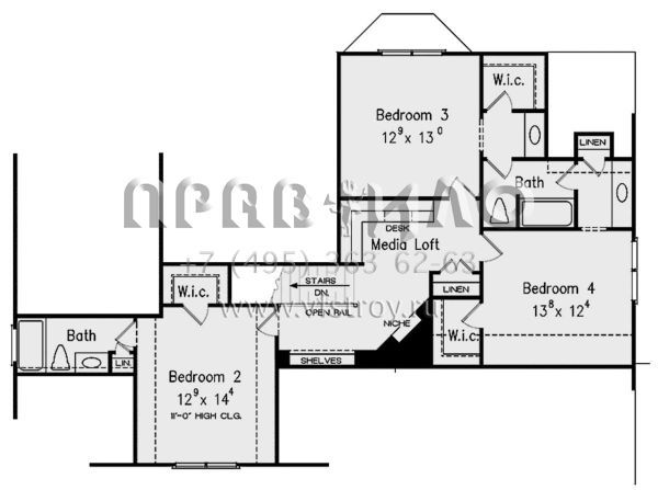 Проект двухэтажного дома с гаражом на две машины в стиле Ранчо S5-287 (8594-00277)