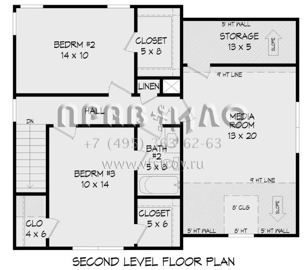 Проект двухэтажного дома без гаража в стиле Ранчо S5-171 (940-00341)