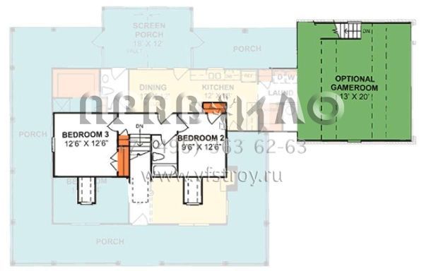 Проект двухэтажного дома с гаражом на две машины в стиле Ранчо S5-156 (4848-00173)