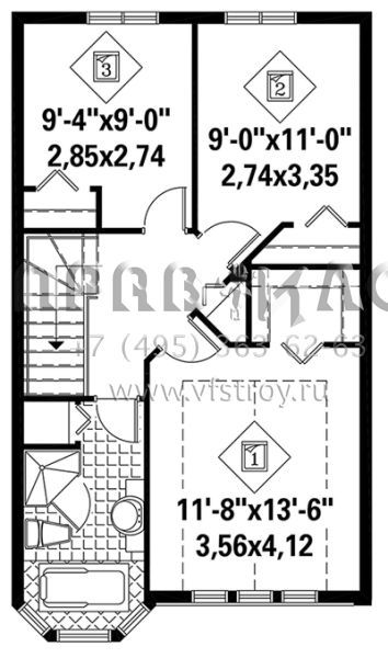 Проект двухэтажного дома без гаража в английском стиле S5-124 (6146-00231)