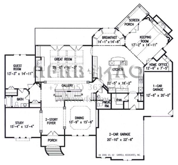 Проект двухэтажного дома с гаражом на три и более машин в американском стиле S5-476 (699-00034)