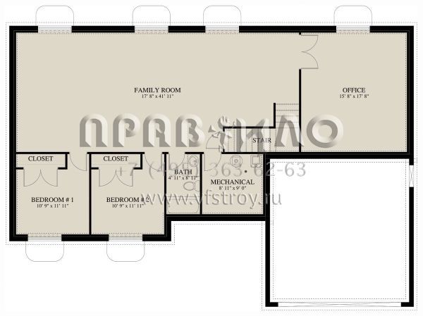 Проект одноэтажного дома с гаражом на две машины в стиле Ранчо S5-154 (2802-00235)