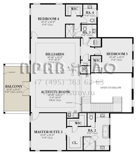 Проект двухэтажного дома с гаражом на три и более машин в стиле Ранчо S5-459 (3978-00268)