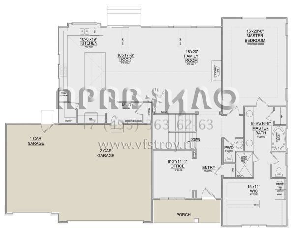 Проект одноэтажного дома с гаражом на три и более машин в американском стиле S5-359 (8768-00097)