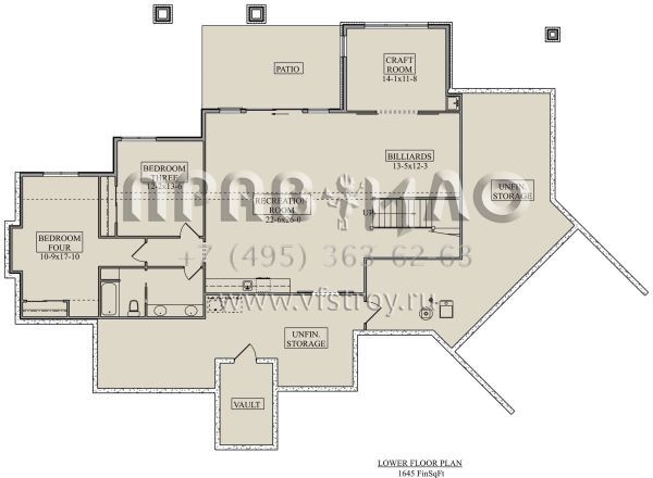Проект одноэтажного дома с гаражом на три и более машин в стиле Шале S5-255 (5631-00102)