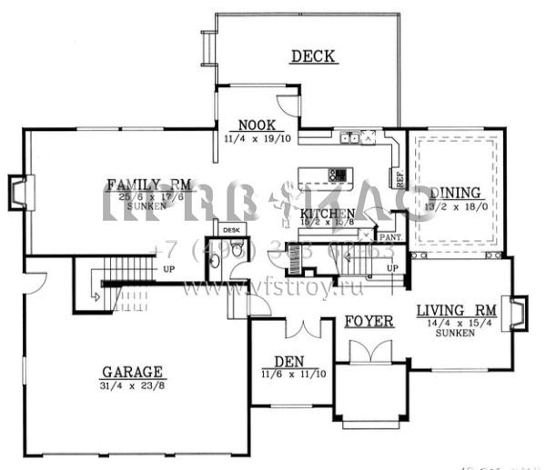 Проект двухэтажного дома с гаражом на три и более машин в английском стиле S5-352 (692-00187)