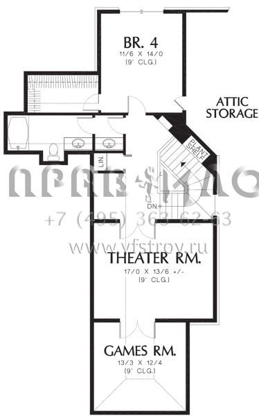 Проект двухэтажного дома с гаражом на три и более машин в стиле Ранчо S5-426 (2559-00577)