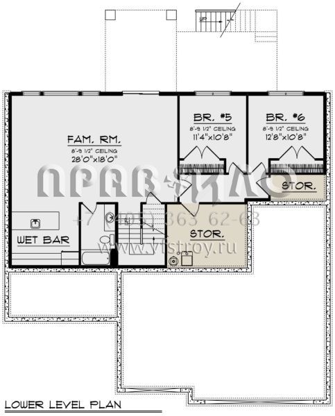 Проект двухэтажного дома на склоне с дополнительным цокольным этажом и гаражом на три машины S5-408 (1020-00346)