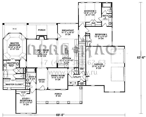 Проект одноэтажного дома с гаражом на две машины в стиле Ранчо S5-190 (402-00998)