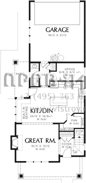 Проект двухэтажного дома с гаражом на две машины в американском стиле S5-152 (2559-00750)