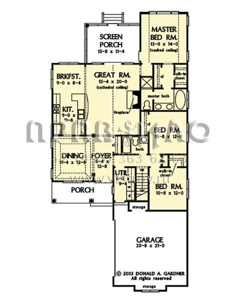 Проект одноэтажного дома с гаражом на две машины в стиле Ранчо S5-153 (2865-00311)