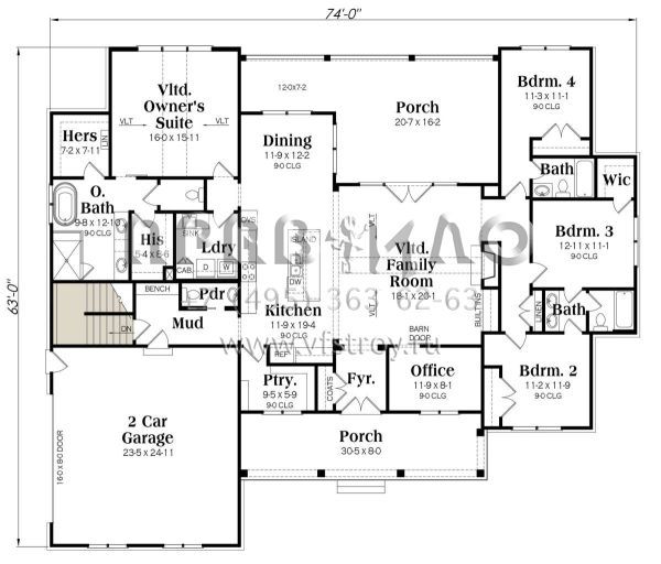Проект одноэтажного дома с гаражом на две машины в современном стиле S5-230 (009-00316)