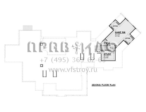 Проект двухэтажного дома с гаражом на три и более машин в стиле Ранчо S5-354 (5445-00479)
