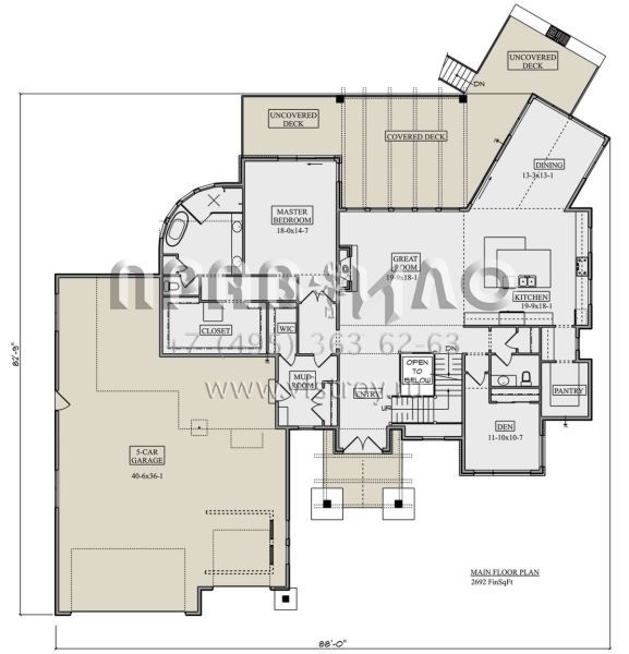 Проект двухэтажного дома с гаражом на три и более машин в американском стиле S5-385 (5631-00214)