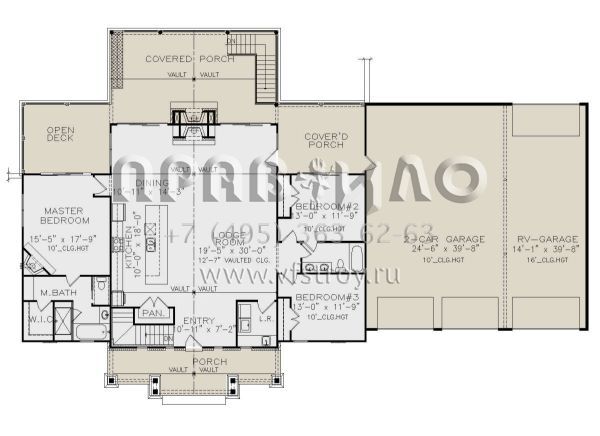 Проект одноэтажного дома с гаражом на две машины в стиле БарнХаус S5-199 (699-00298)